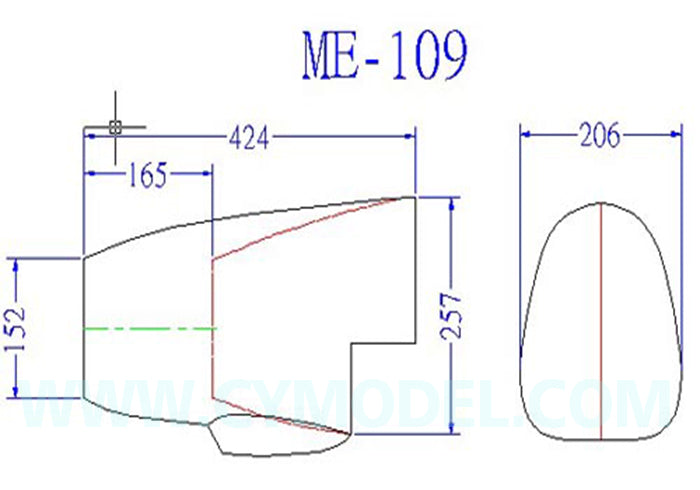 cowl measurements of 96" ME 109
