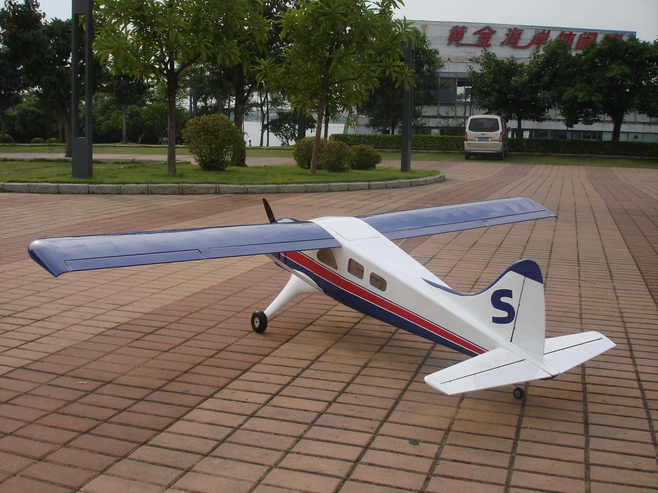 118" DH Beaver in blue and white from the back