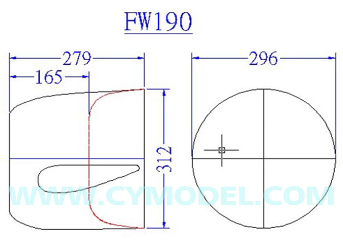 cowl measurements for 94" FW 190