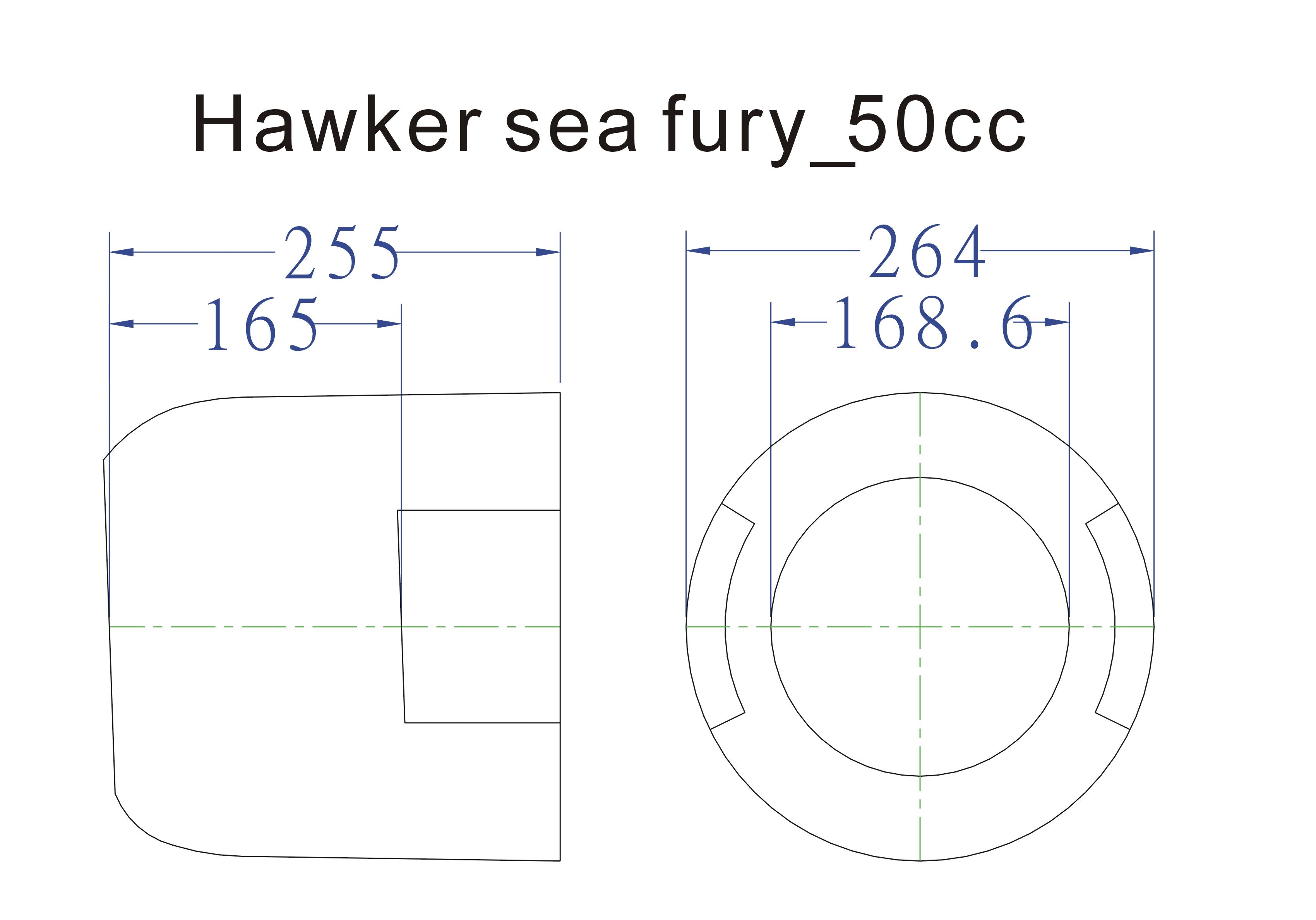 cowl measurements of the 83" Hawker Sea Fury