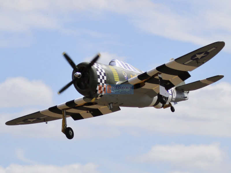 view of 81" P-47B Razorback flying