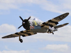 view of 81" P-47B Razorback flying