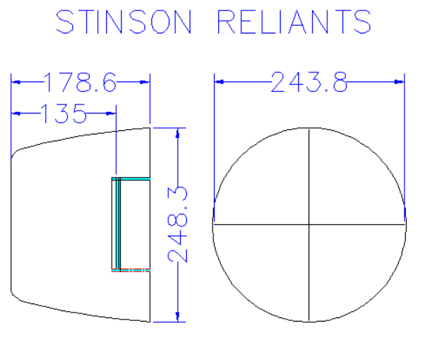 cowl measurements for 100" Stinson Reliant