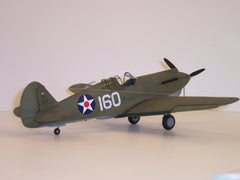 back angled view of the olive drab 89" Curtiss P-40 Warhawk