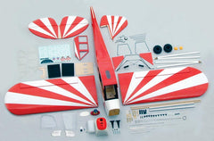 view of the full 88" Clipped-Wing Cub kit with all included parts in red