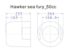 cowl measurements of the 83" Hawker Sea Fury