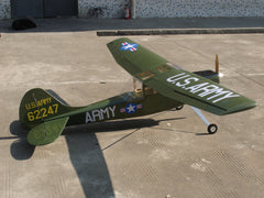 side view of the green 98.4" Cessna Bird Dog