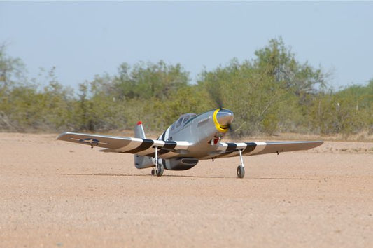 view of 96" P-51B Mustang getting ready for takeoff