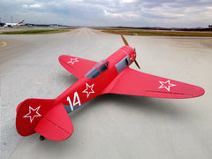 back view of red 96" Lavochkin LA-7