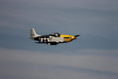 black and yellow 96" P-51D Mustang flying
